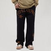 Men Jeans Leopard Print Letter XINGX Embroidery Casual Working Pants